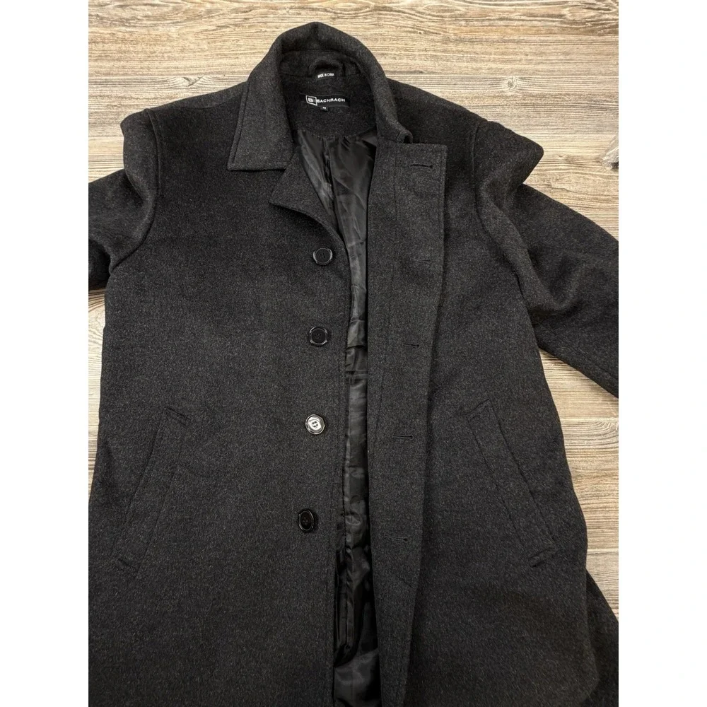 Vtg Bachrach Coat Mens M Black Wool Cashmere Blend Overcoat Jacket DEFECT LOOK
